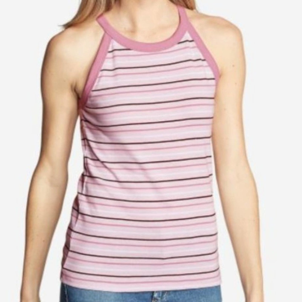 Eddie Bauer pink striped sleeveless halter tank